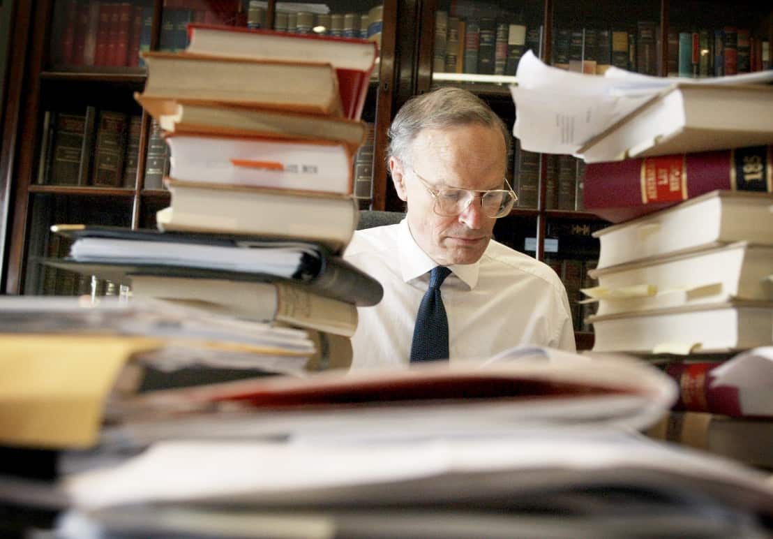 Dyson Heydon working in his chambers in 2002.