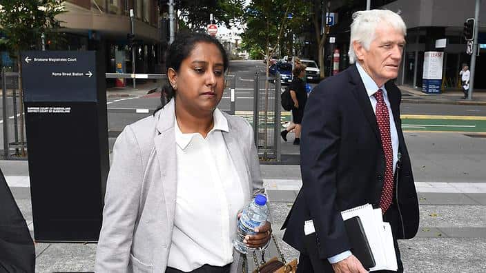 Divya Gowda arrives at the District Court in Brisbane.