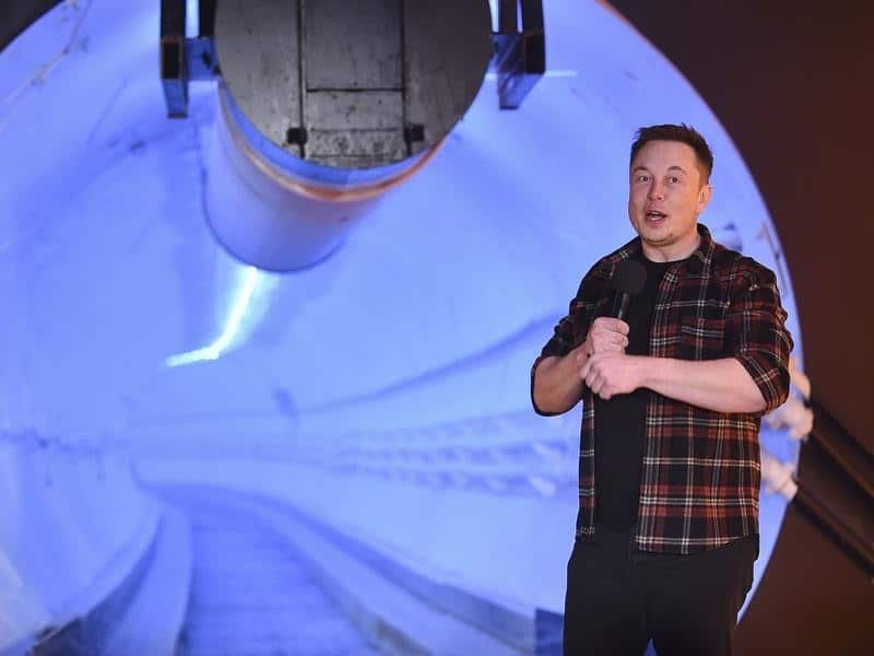 Elon Musk unveils his underground transportation tunnel in LA, aimed at beating traffic congestsion.