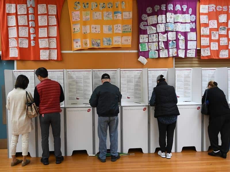 People voting in Mulgrave, Victoria.