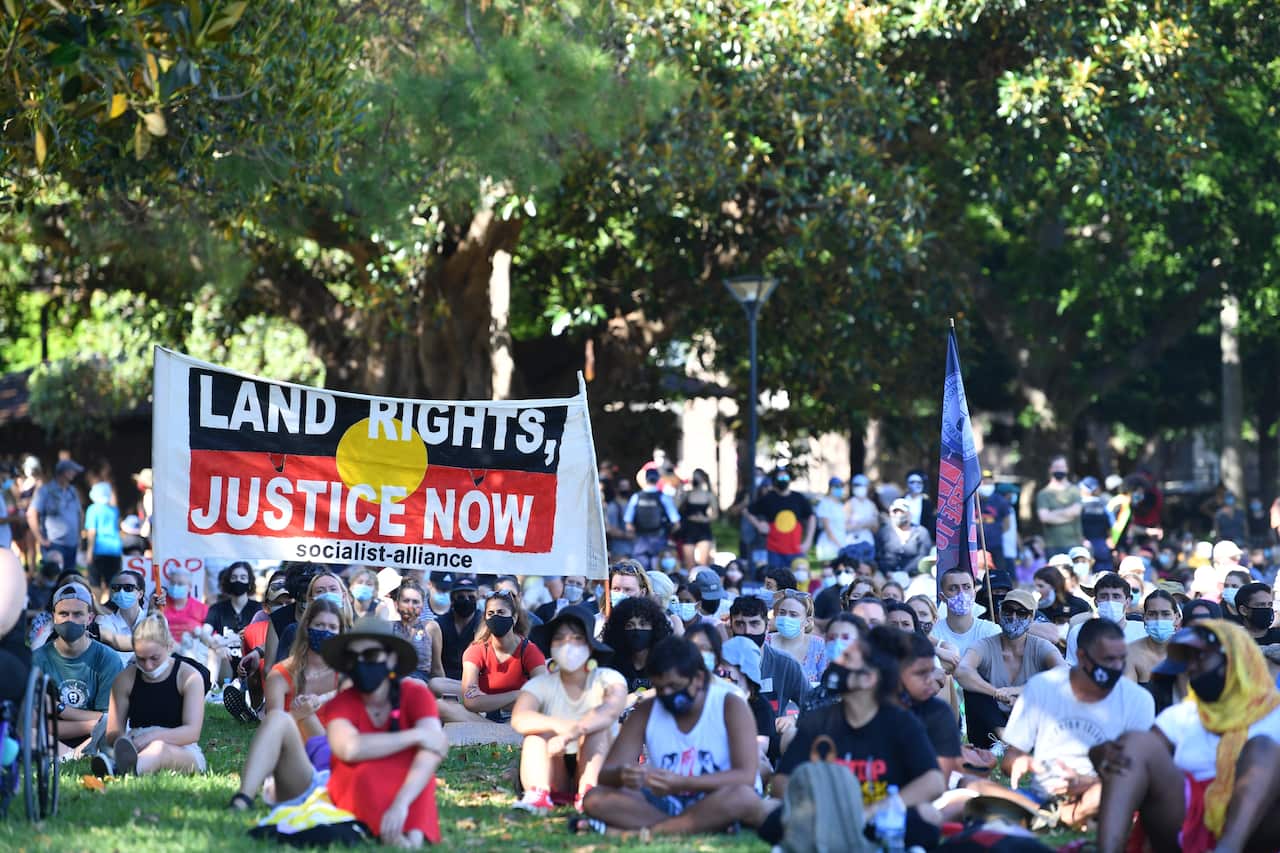 The Invasion Day rally in The Domain, Sydney.