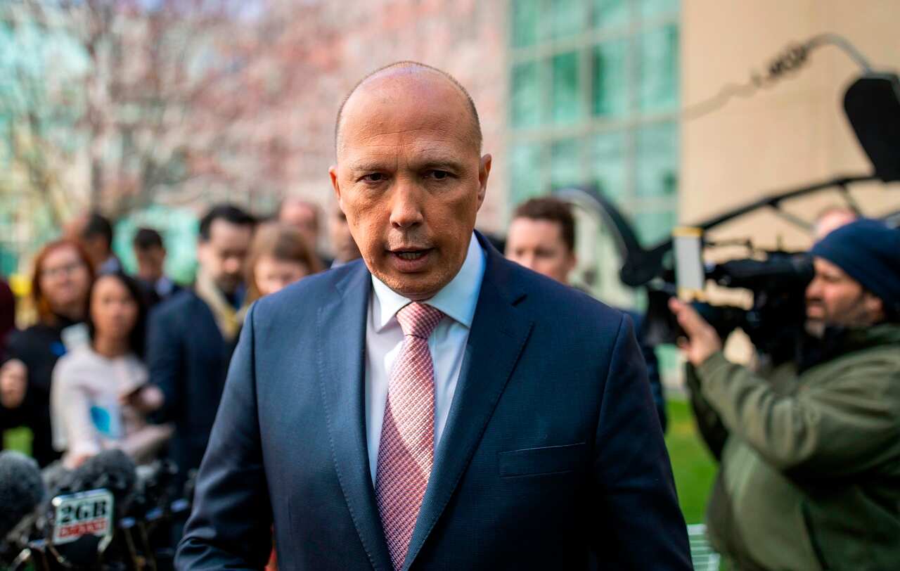 Peter Dutton faces the media on August 21.