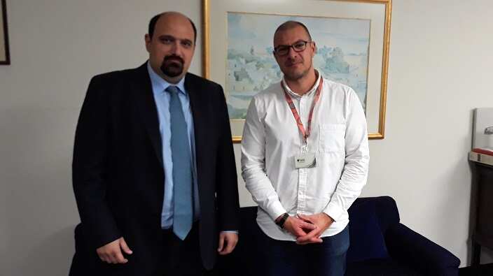 Greece's General Secretary of the Department of Finance, Christos Triantopoulos with SBS Greeks' Panos Apostolou. 