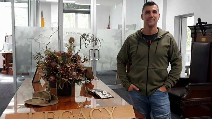 Greek Australian war veteran Ken Tsirigotis is Melbourne Legacy's Chief Operating Officer. Here at the ML offices.