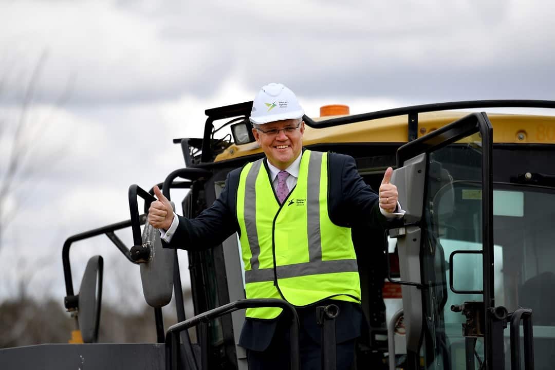 Prime Minister Scott Morrison at a ceremony for the start of construction of the Western Sydney Airport at Badgerys Creek.