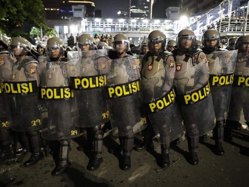 Indonesian riot police in Jakarta