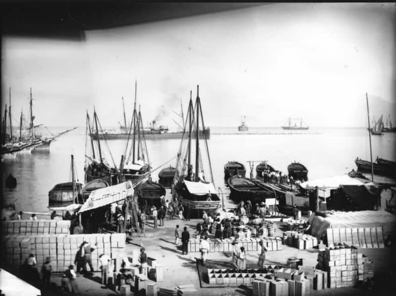 Port of Patra. This photograph was taken by Nicholson Museum curator William J Woodhouse in Greece between 1890 and 1935.