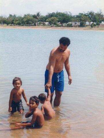 Edward McHugh with three of his children. 