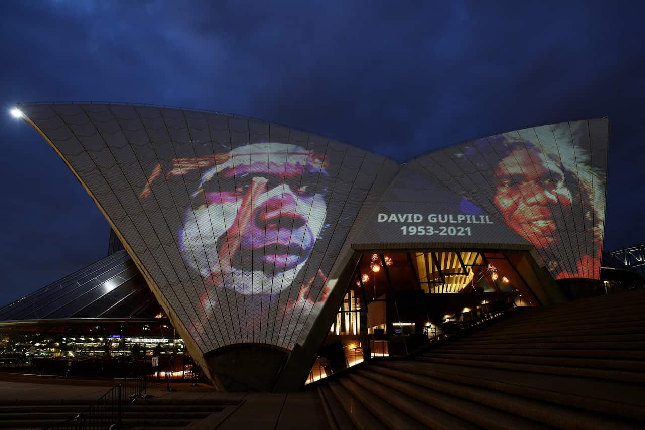 Sydney Opera House Bennelong Sails Illuminated To Celebrate David Gulpilil Ridjimiraril Dalaithngu