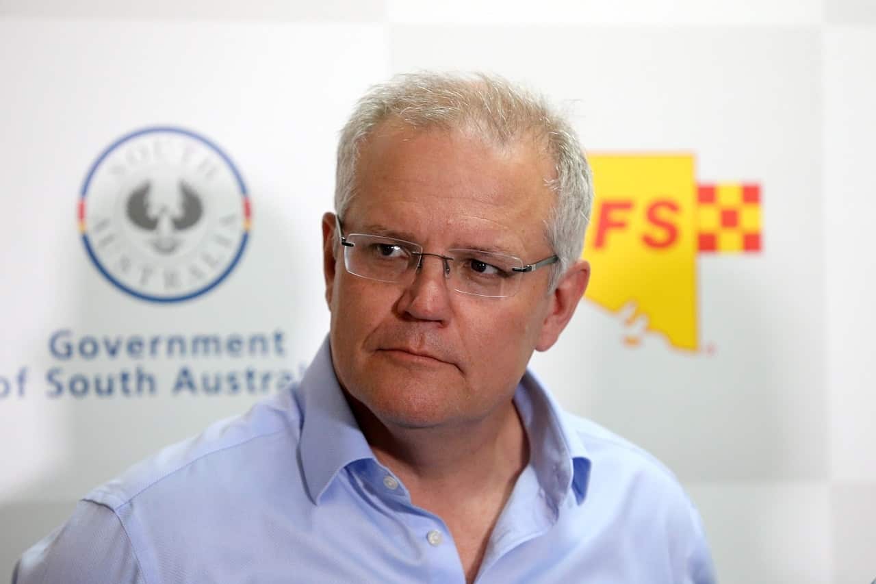 Prime Minister Scott Morrison speaks to the media about the bushfires on Tuesday.