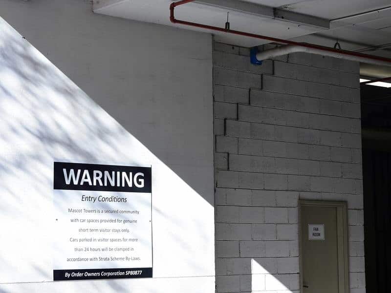 A crack is seen in the structure of the Mascot Towers