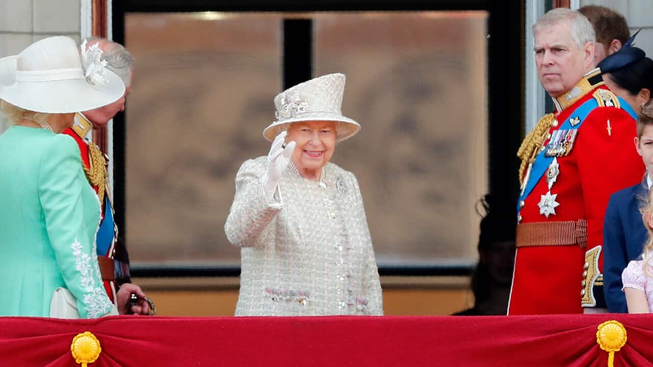 Britain's Queen Elizabeth II and members of the royal family attend the annual Trooping the Colour Ceremony in London.