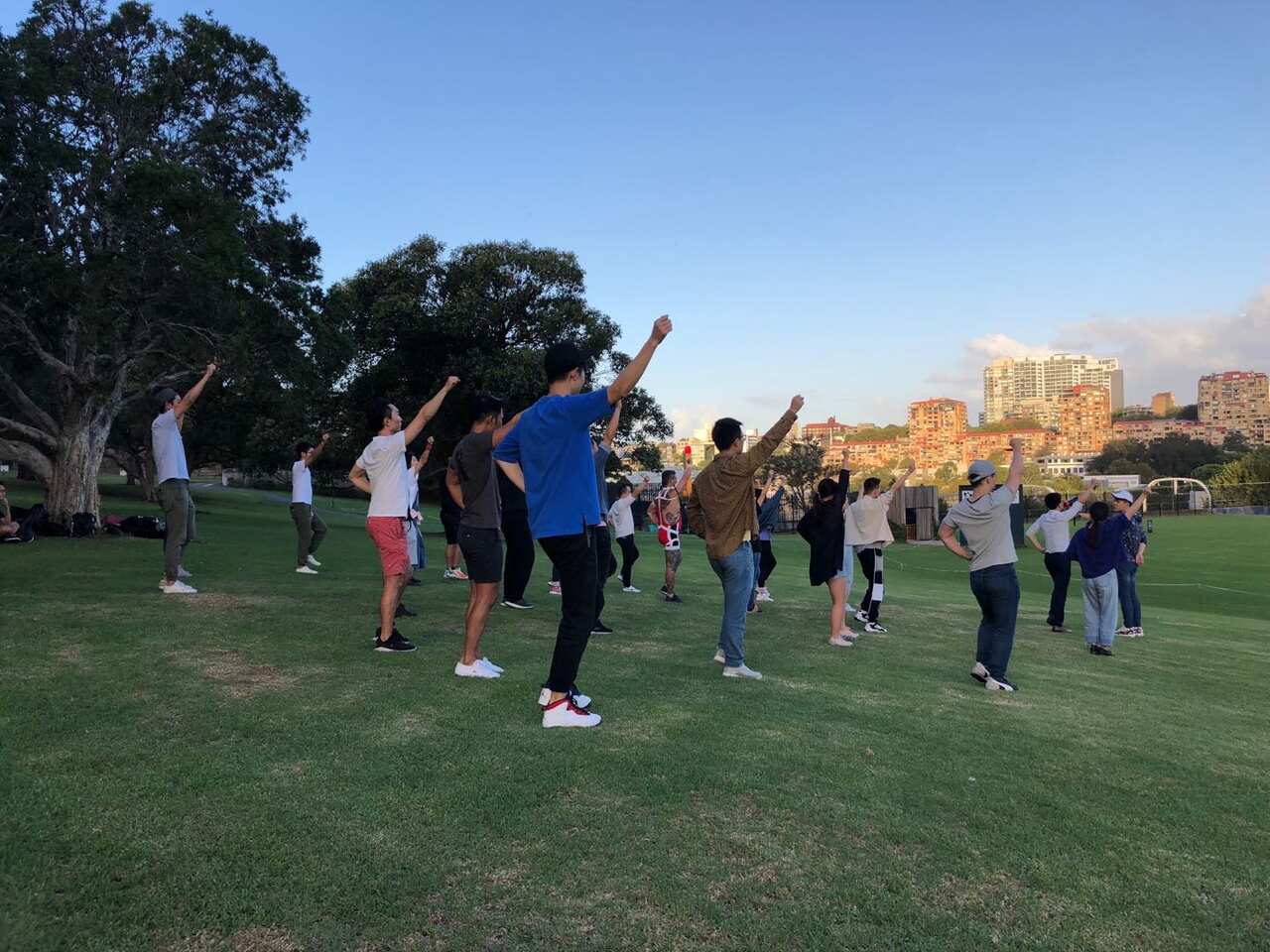 Mardi Gras Chinese participants are practicing before the parade.