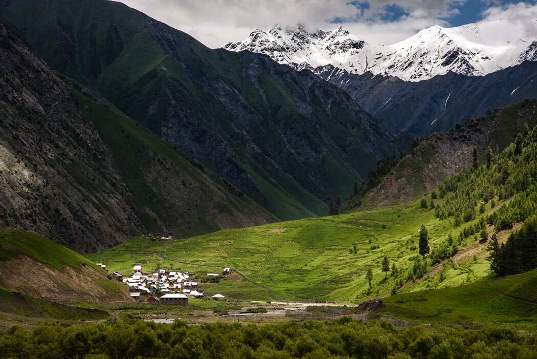 The village of Gujran, in the upper section of Tulail Valley, Kashmir.