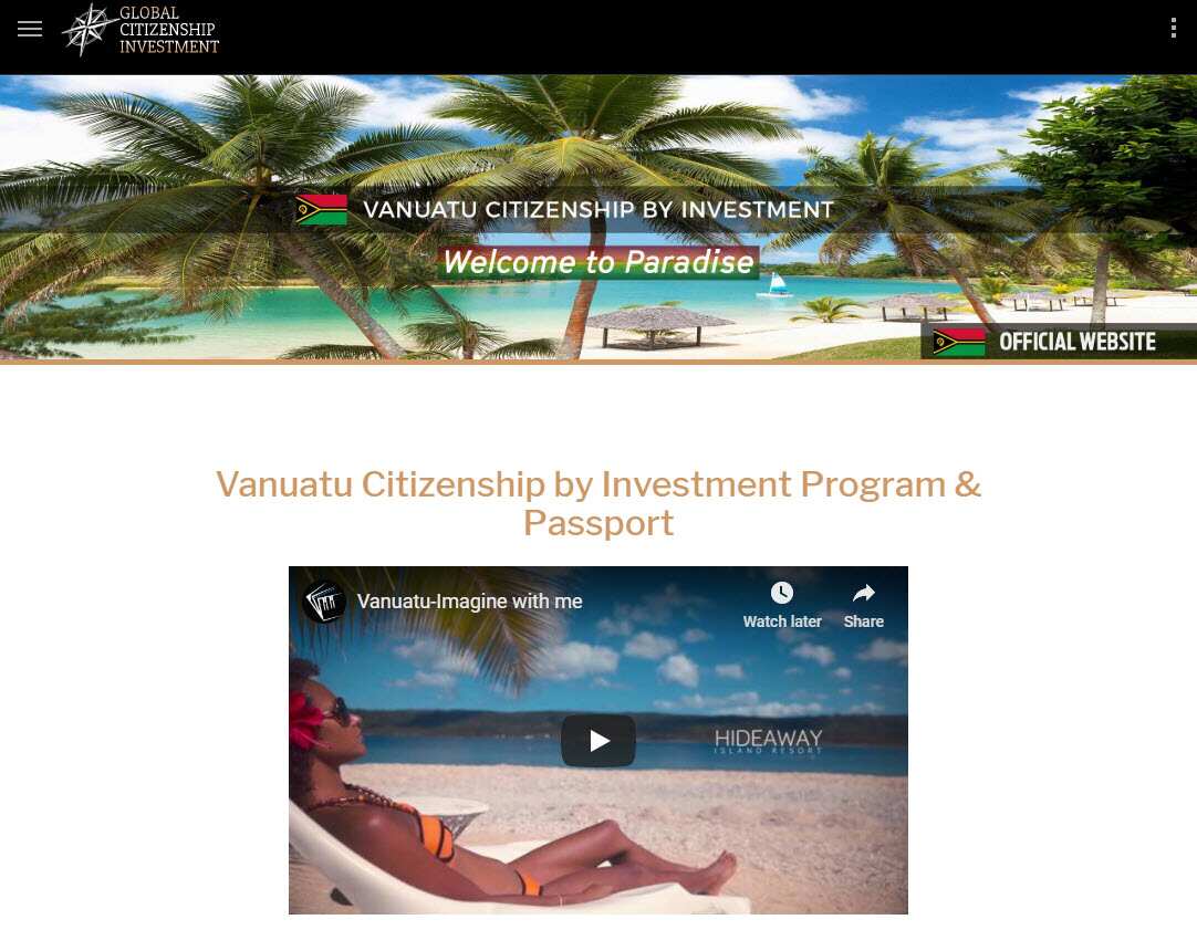 Screenshot on vanuatu-citizenship-program.com