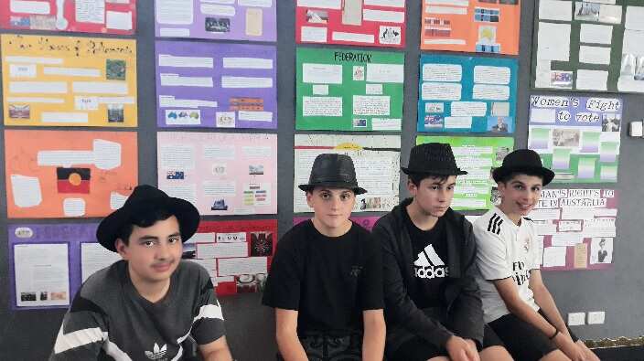 At the play rehearsals. 