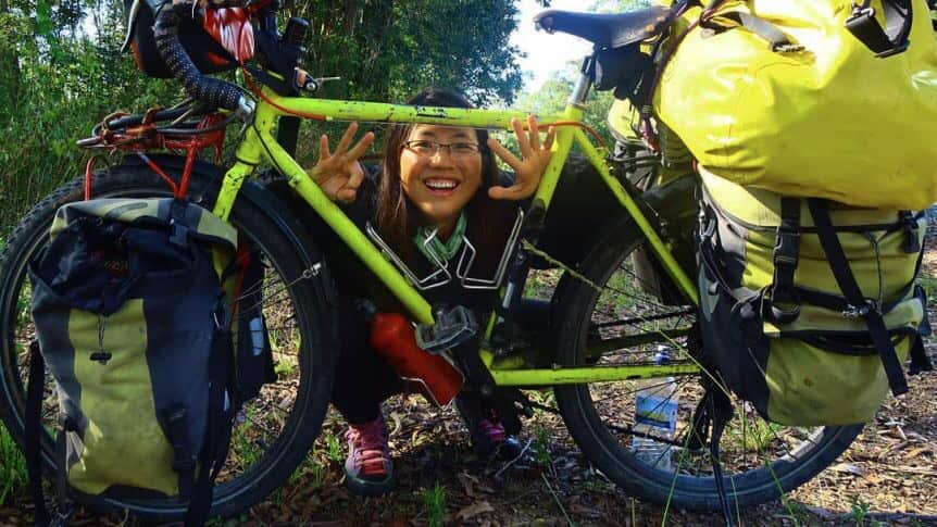 A Korean woman pedaling in 74 countries over the past 9 years lands in QLD