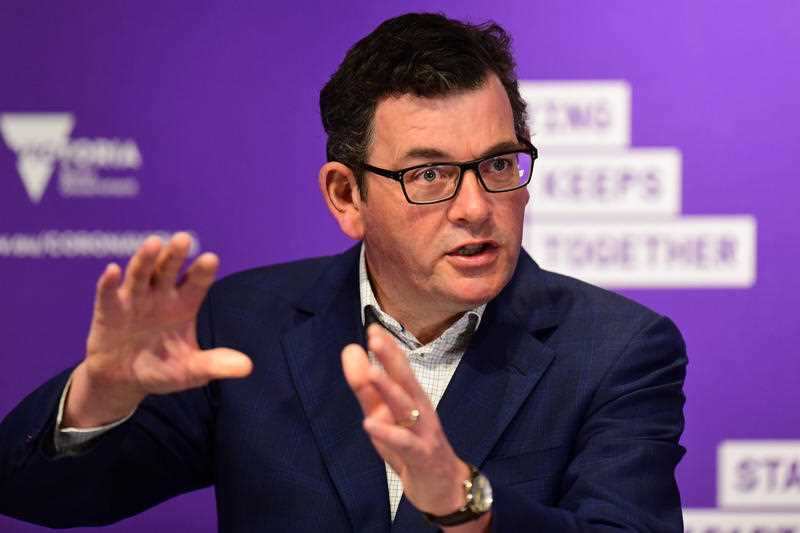 Victorian Premier Daniel Andrews speaks to reporters on Saturday, 29 August. 