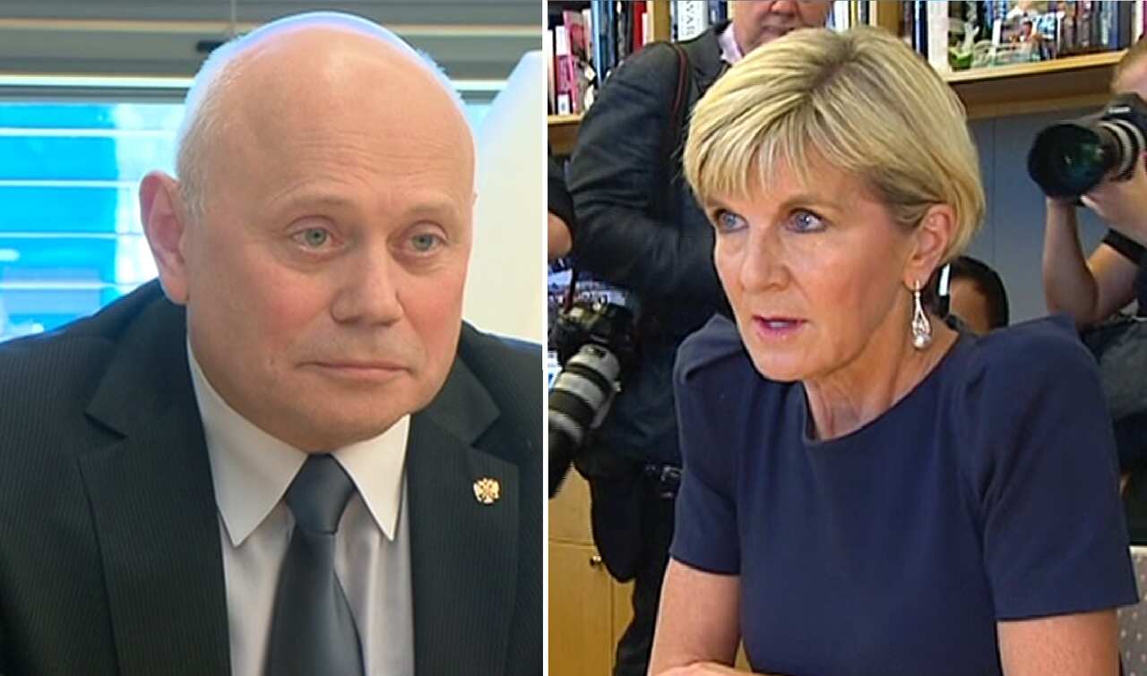 Grigory Logvinov and Julie Bishop on Wednesday.
