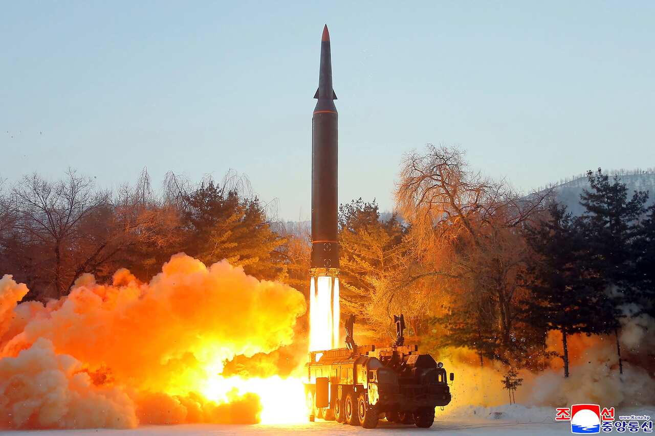 FILE - This photo provided by the North Korean government, shows what it says a test launch of a hypersonic missile in North Korea on Jan. 5, 2022. Independent journalists were not given access to cover the event depicted in this image distributed by the 