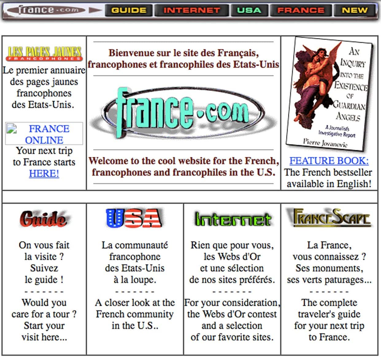 What France.com looked like in 1996, according to a copy maintained by the Internet Archive.