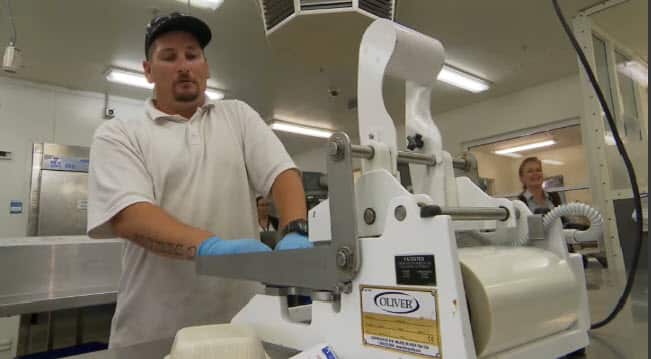 Paul Blundell sealing meals for transport to those fighting the fires.