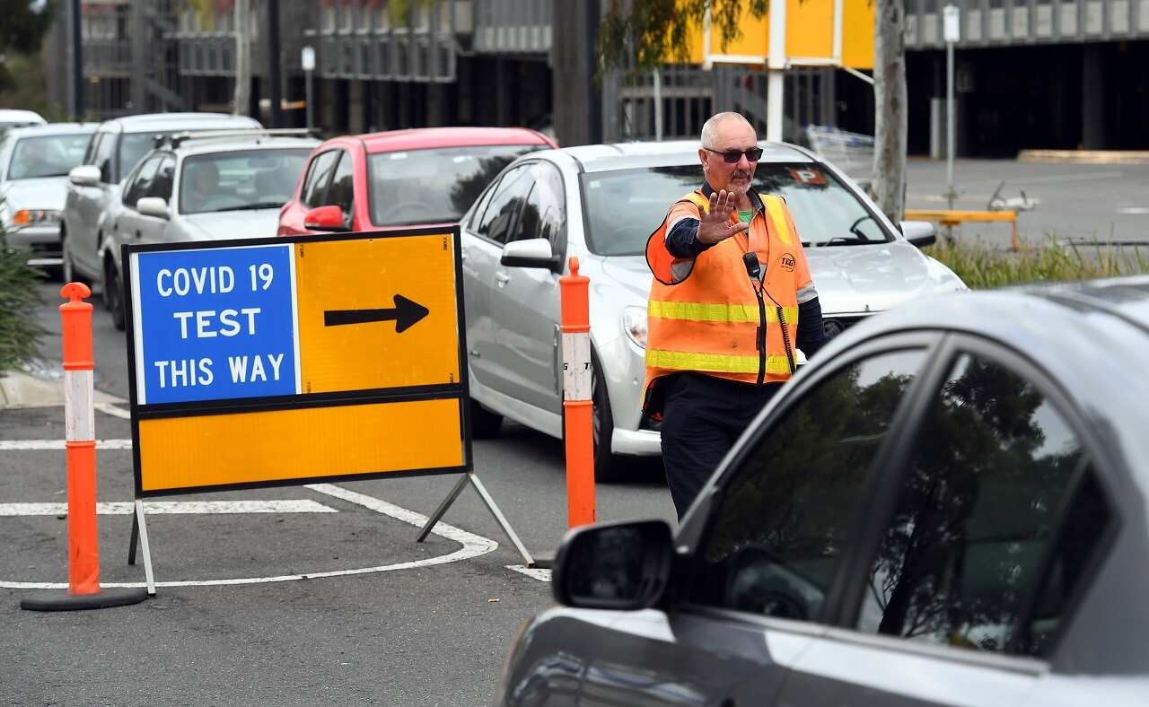 A drive-through COVID-19 testing facility in Melbourne.
