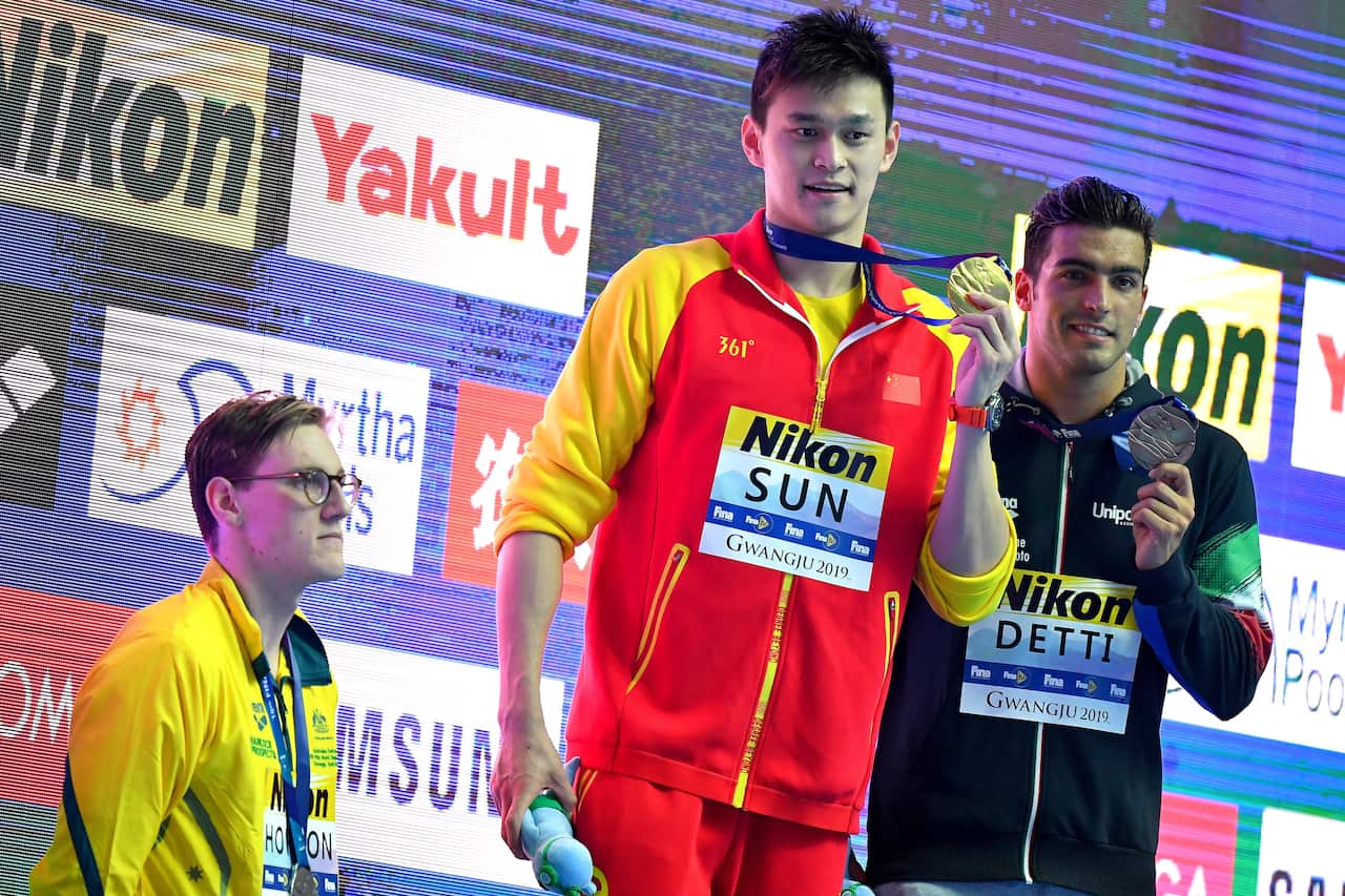 Australian swimmer Mack Horton refuses to stand on the podium with China’s Yang Sun, 
