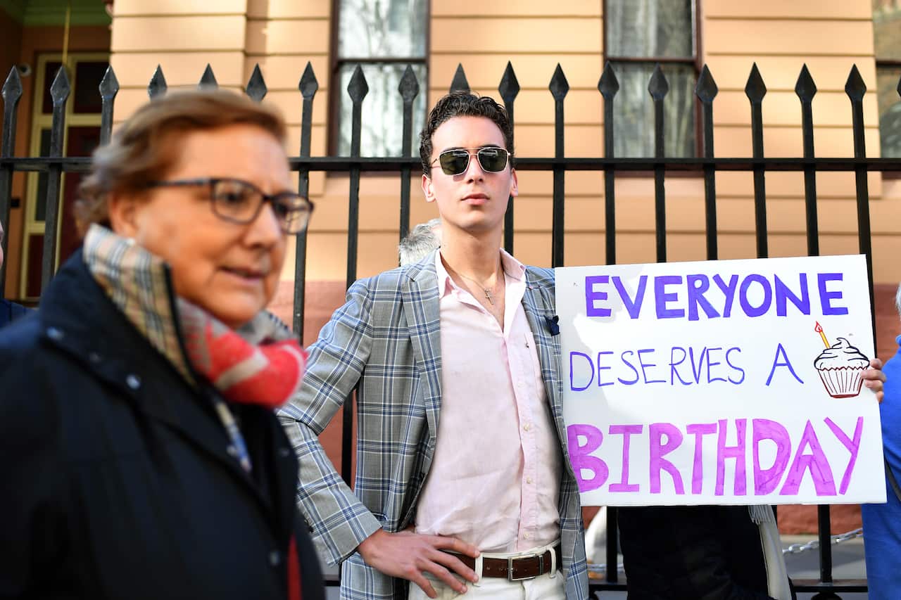 A pro-choice campaigner outside NSW parliament last week. Both sides of the argument have been represented on Macquarie St today.