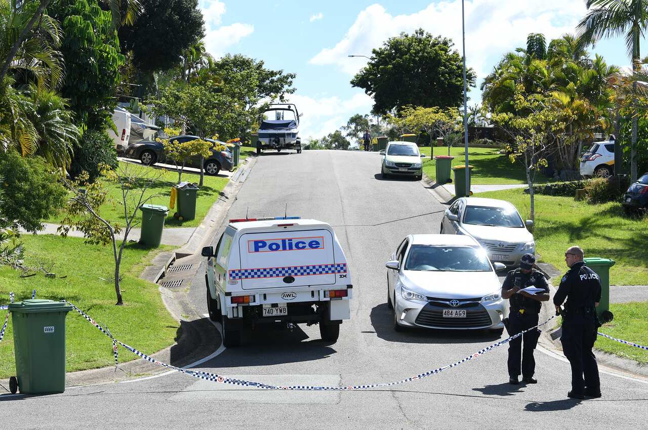 Police work near a crime scene in Arundel on the Gold Coast, 20 April, 2021. 