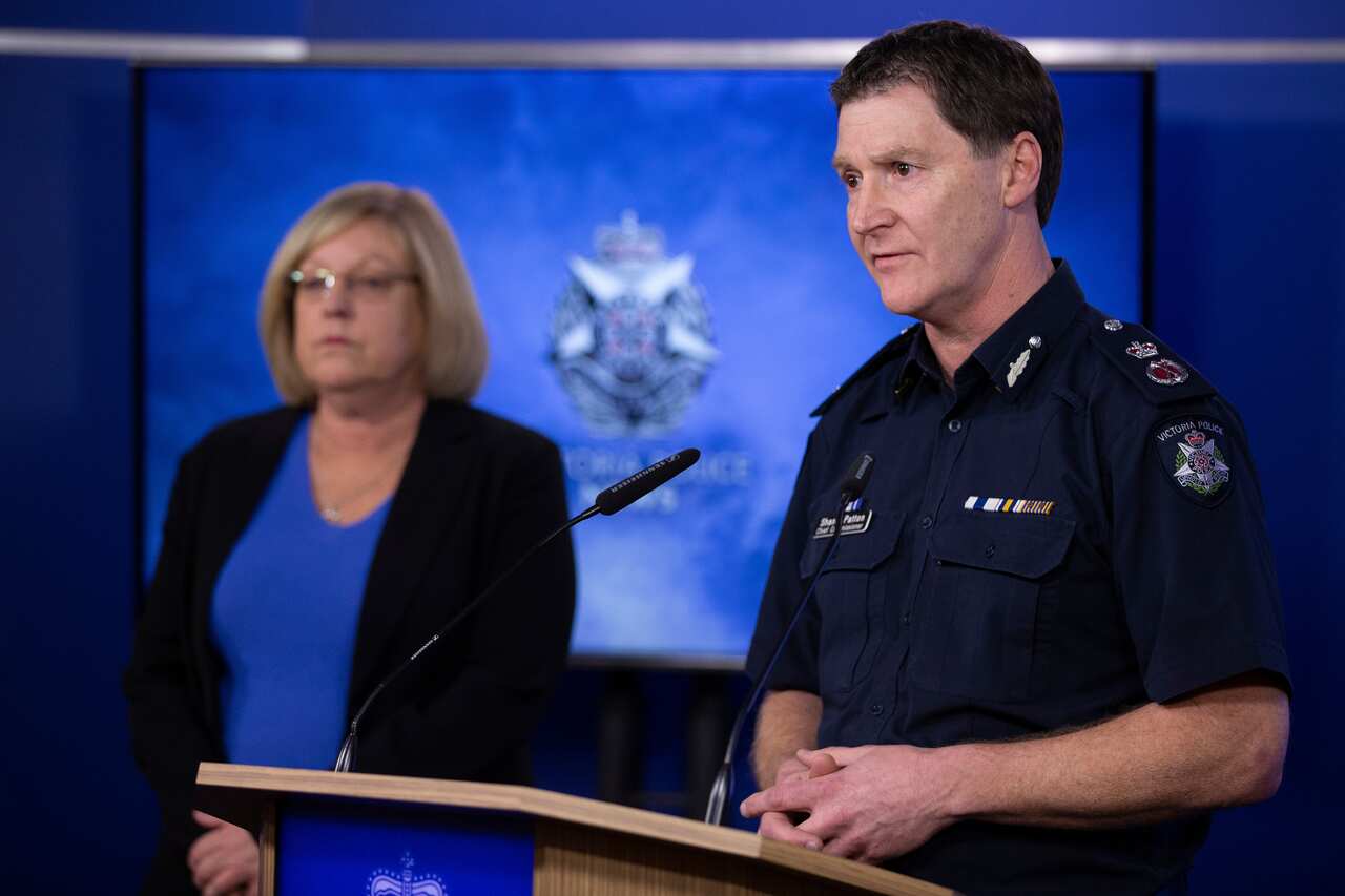 Victoria Police Chief Commissioner Shane Patton speaks to the media.