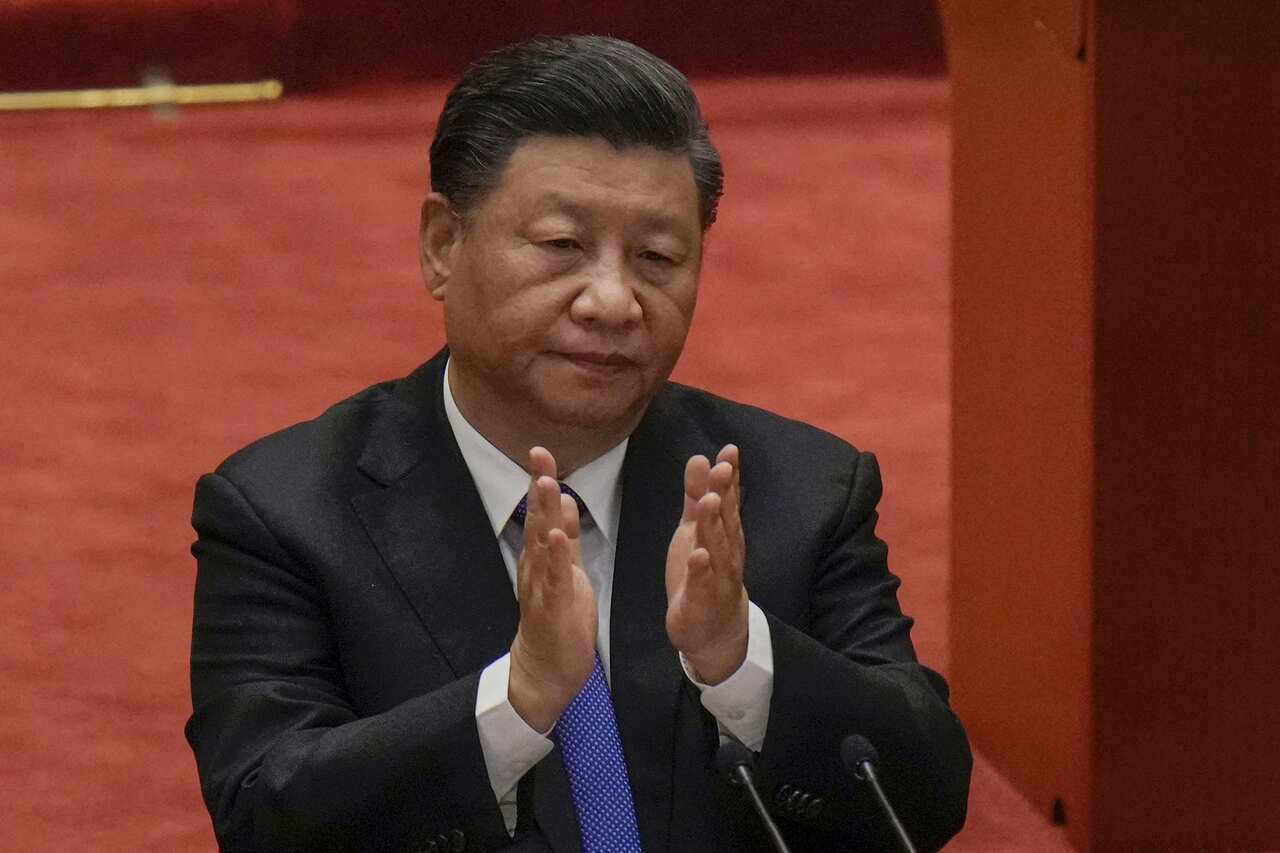 Chinese President Xi Jinping delivers at the Great Hall of the People in Beijing on 9 October 2021.
