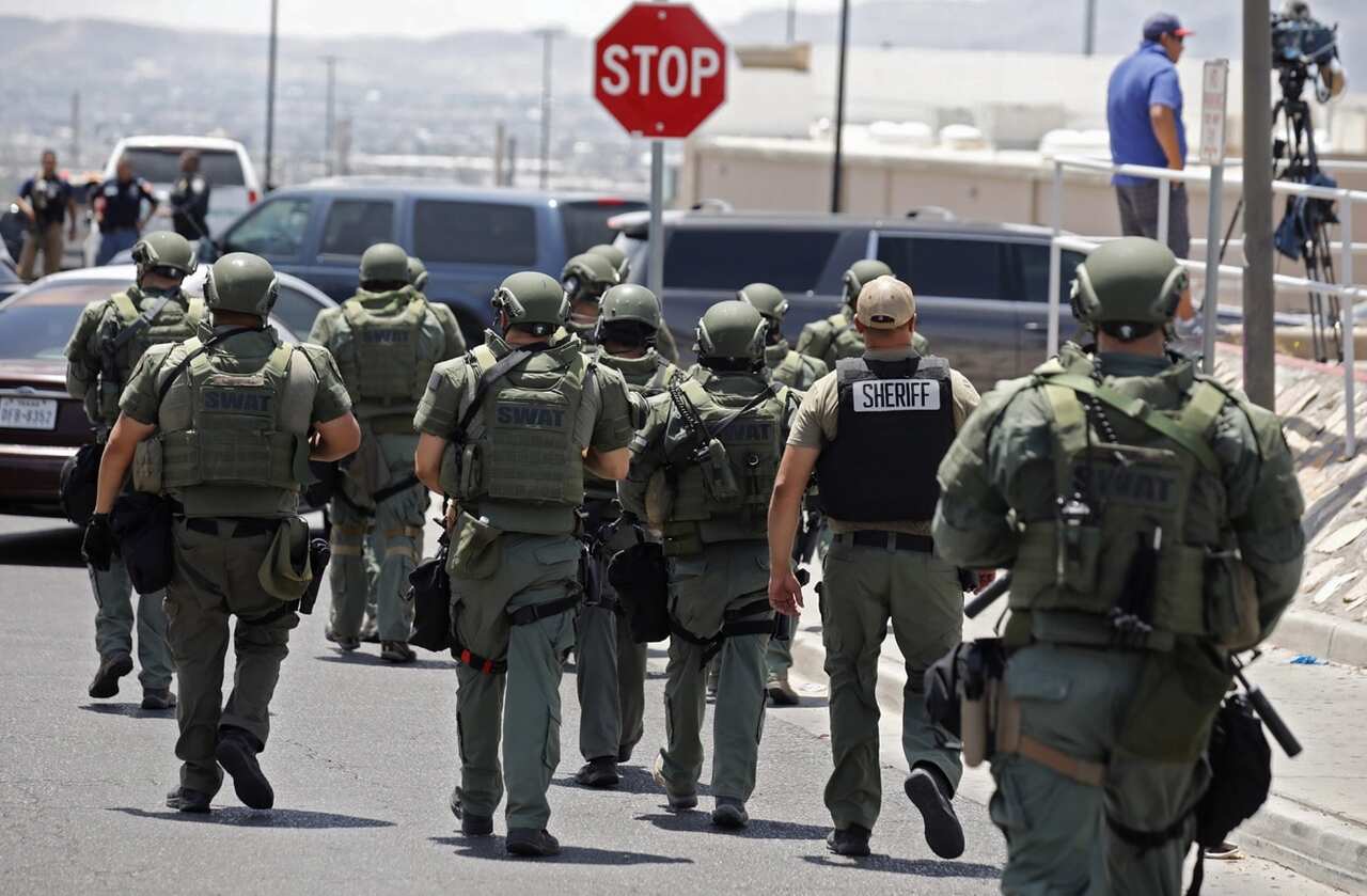 Police officers respond to a shooting incident at a Walmart in El Paso, Texas, USA, 03 August 2019. 