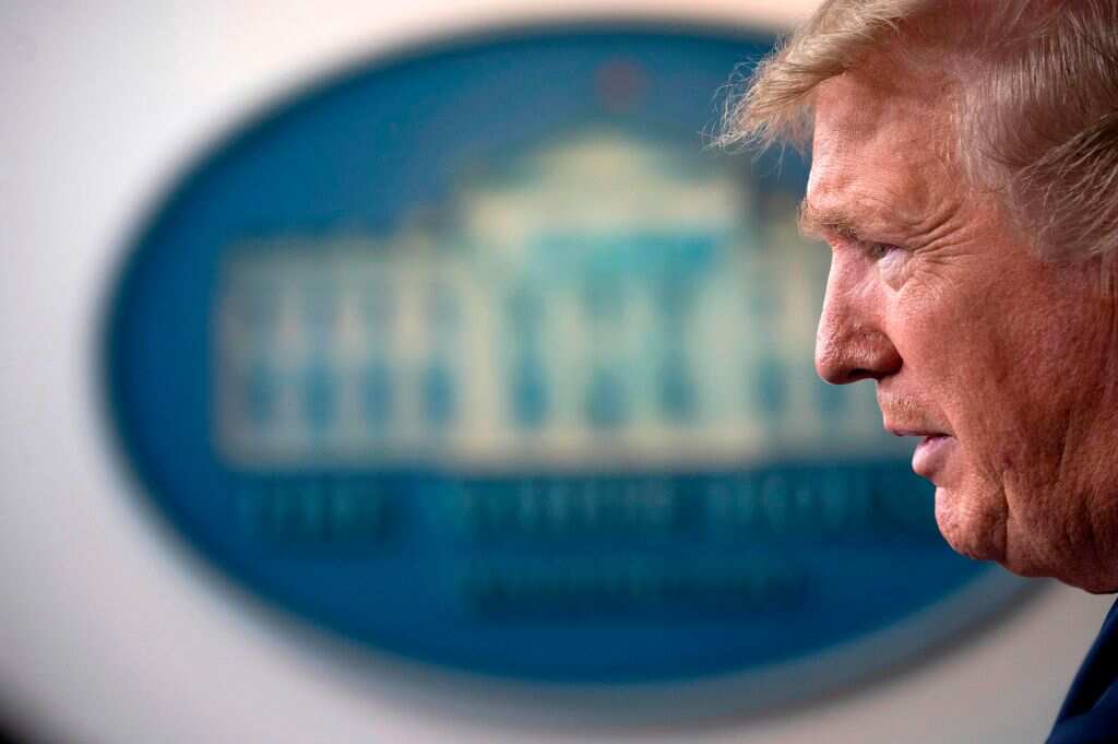 US President Donald Trump speaks during the daily briefing on the novel coronavirus, COVID-19, in the Brady Briefing Room at the White House on March 27, 2020, in Washington, DC