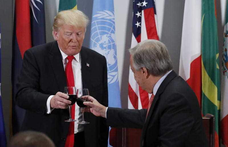 US President Donald Trump (L) and UN Secretary General Antonio Guterres.