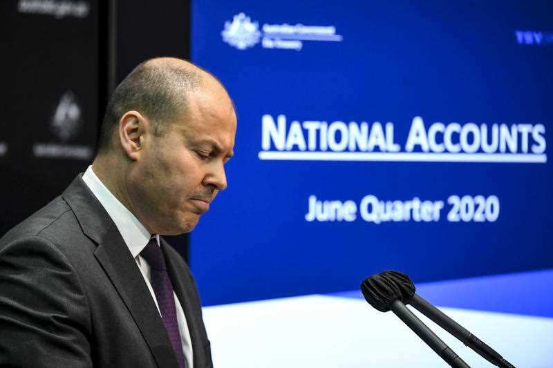 Treasurer Josh Frydenberg speaks to the media during a press conference at Parliament House in Canberra