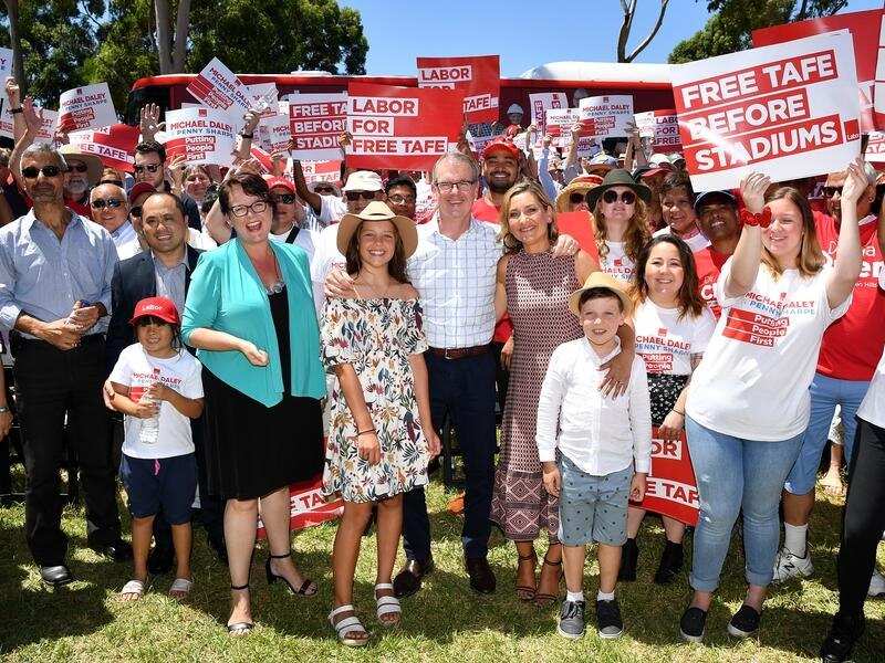 NSW opposition Leader Michael Daley with supporters