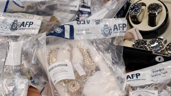 Seized items from the AFP raids (AAP)