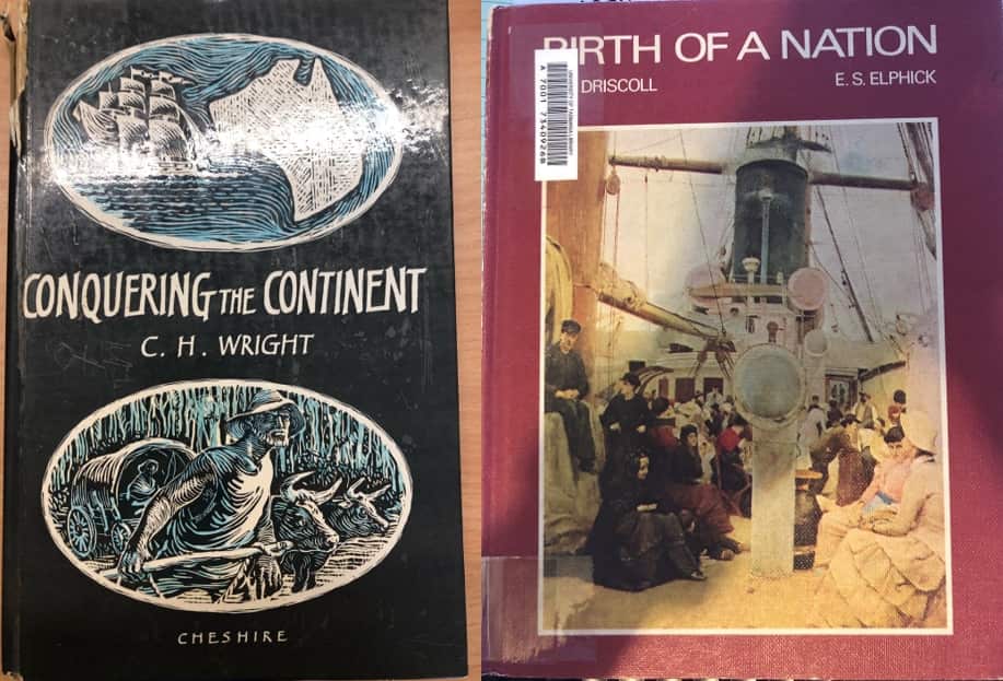Books written about Captain Cook's arrival in Australia in the 1960s and 70s. 
