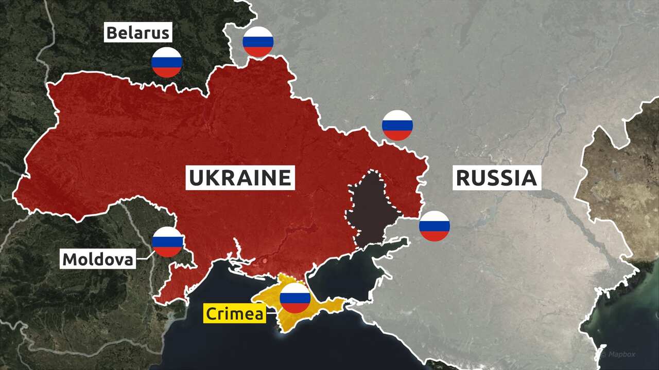 A map of Ukraine and Russia