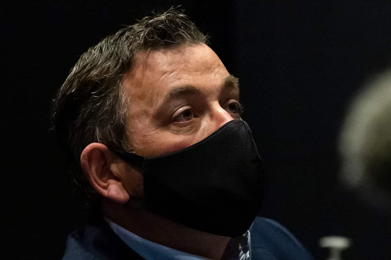 Victorian Premier Daniel Andrews looks on during a press conference in Melbourne, Sunday, September 19, 2021. Victoria has recorded 507 new cases of COVID-19 and unveiled its road map out of lockdown. (AAP Image/Daniel Pockett) NO ARCHIVING