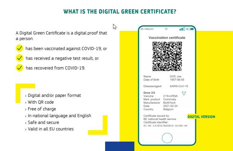 The digital green certificate would allow unhindered  travel to all EU countries.