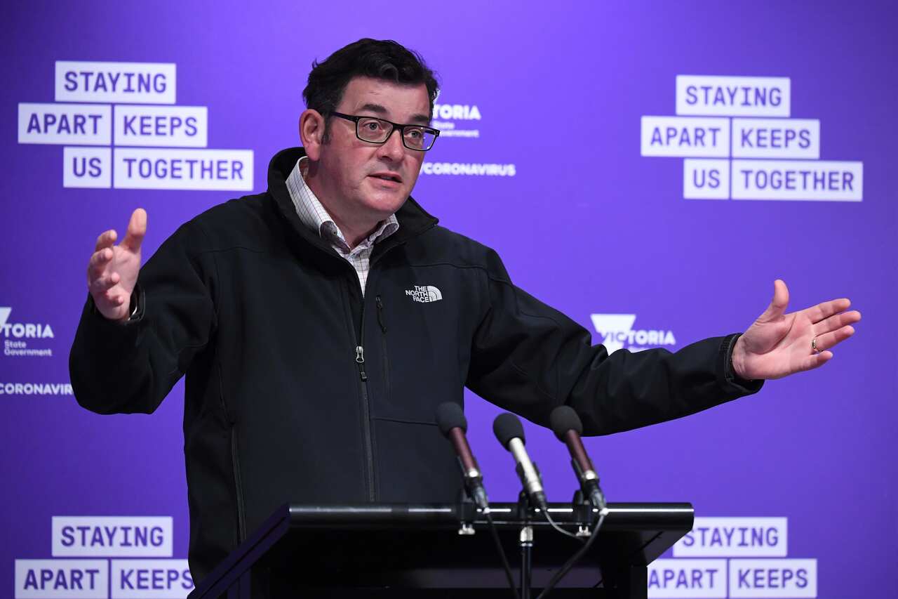 Victorian Premier Daniel Andrews addresses the media during a press conference in Melbourne, Sunday, October 18, 2020. Victoria has recorded two new cases of coronavirus and zero deaths in the past 24 hours. (AAP Image/James Ross) NO ARCHIVING