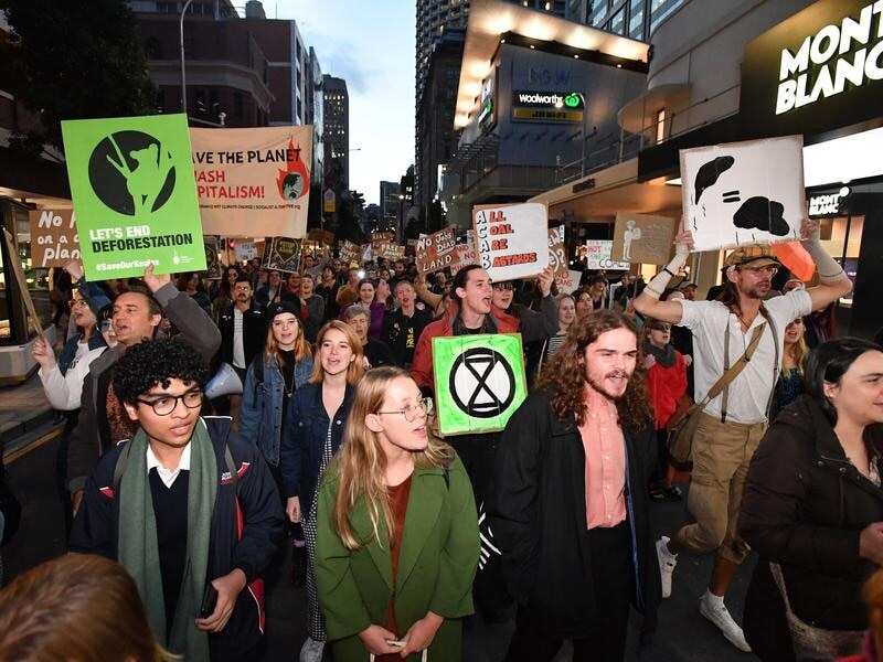 Anti-Adani coal mine protestors in Brisbane.