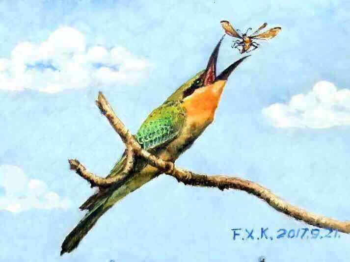 Mr.Feng and his paintings, photographs