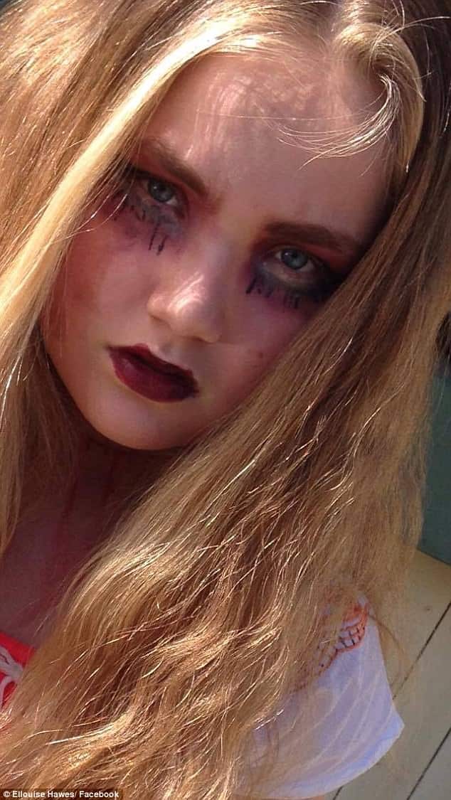 The 13-year-old (pictured posing in costume on Tuesday) was trick-or-treating in Blackalls Park on the NSW Central Coast and didn't find the drugs until she got home