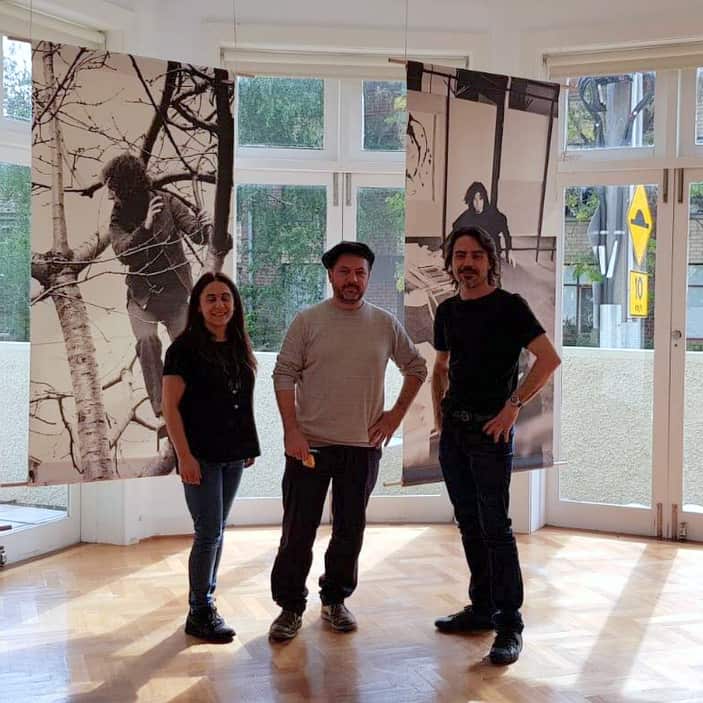 Fabrizio Urettini setting up the exhibition