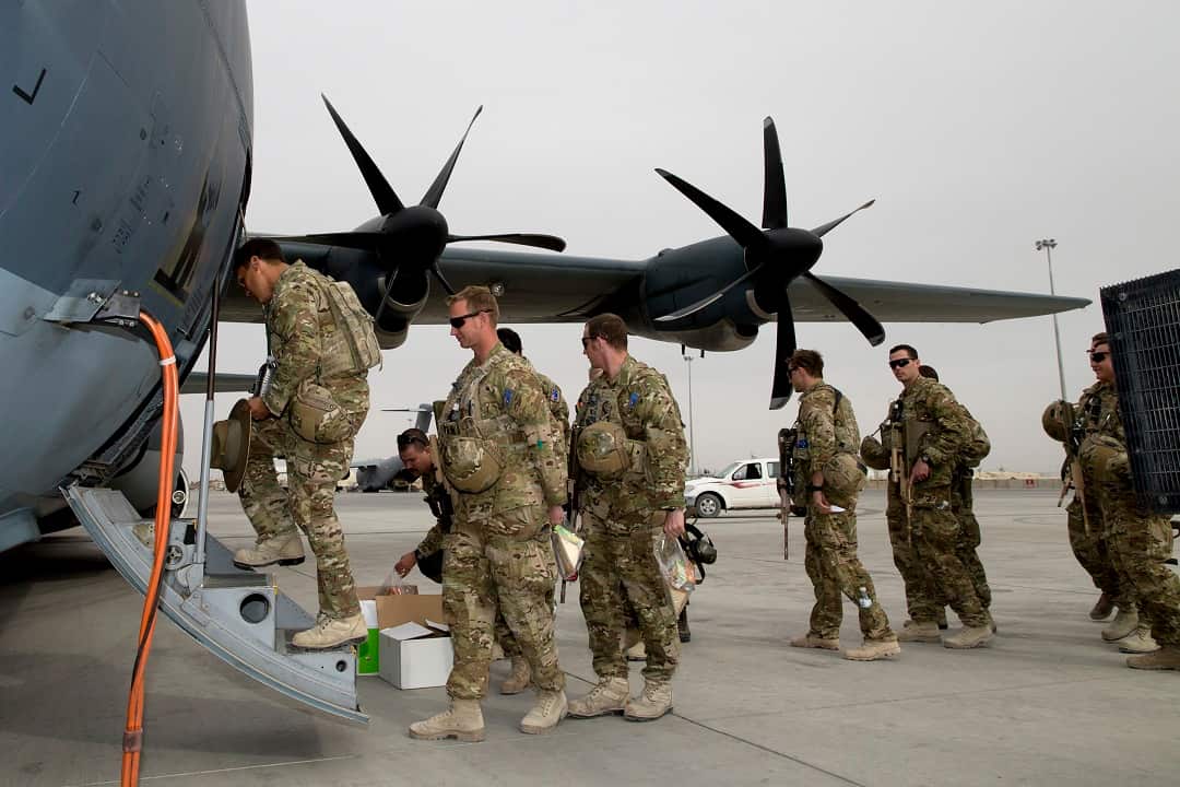 A supplied image obtained Tuesday April 28, 2015, Personal from Force Protection Element-2 (FPE-2) board a Royal Australian Air Force C130 Hercules Aircraft.
