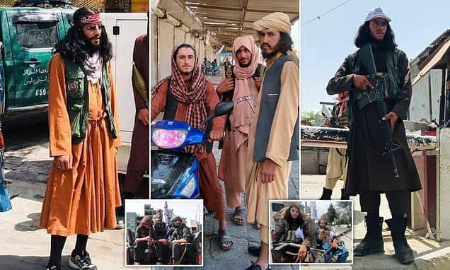 Young Taliban fighters parade through the streets in sunglasses, trendy trainers and baseball caps while cracking down on western dress