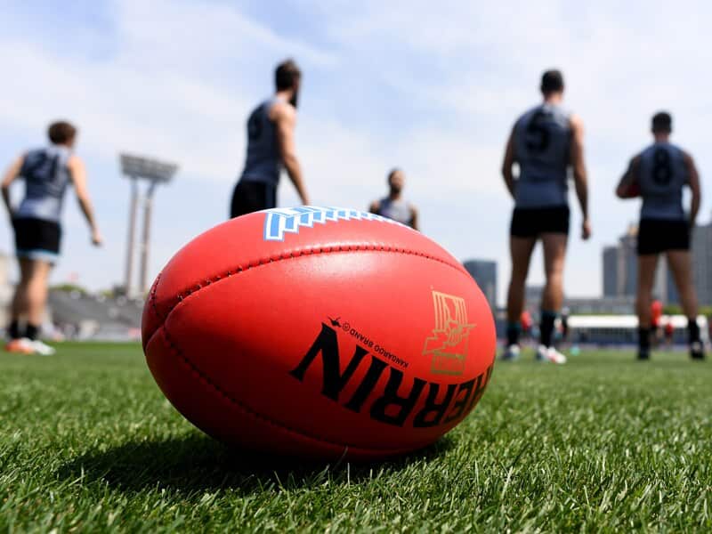 Port Adelaide Power players train at Jiangwan Stadium